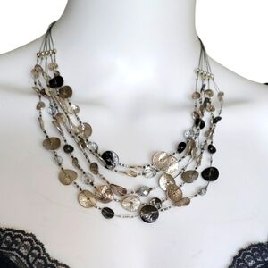 Chico's Necklace Toggle Lot Silver Tone Multi Strand Charm